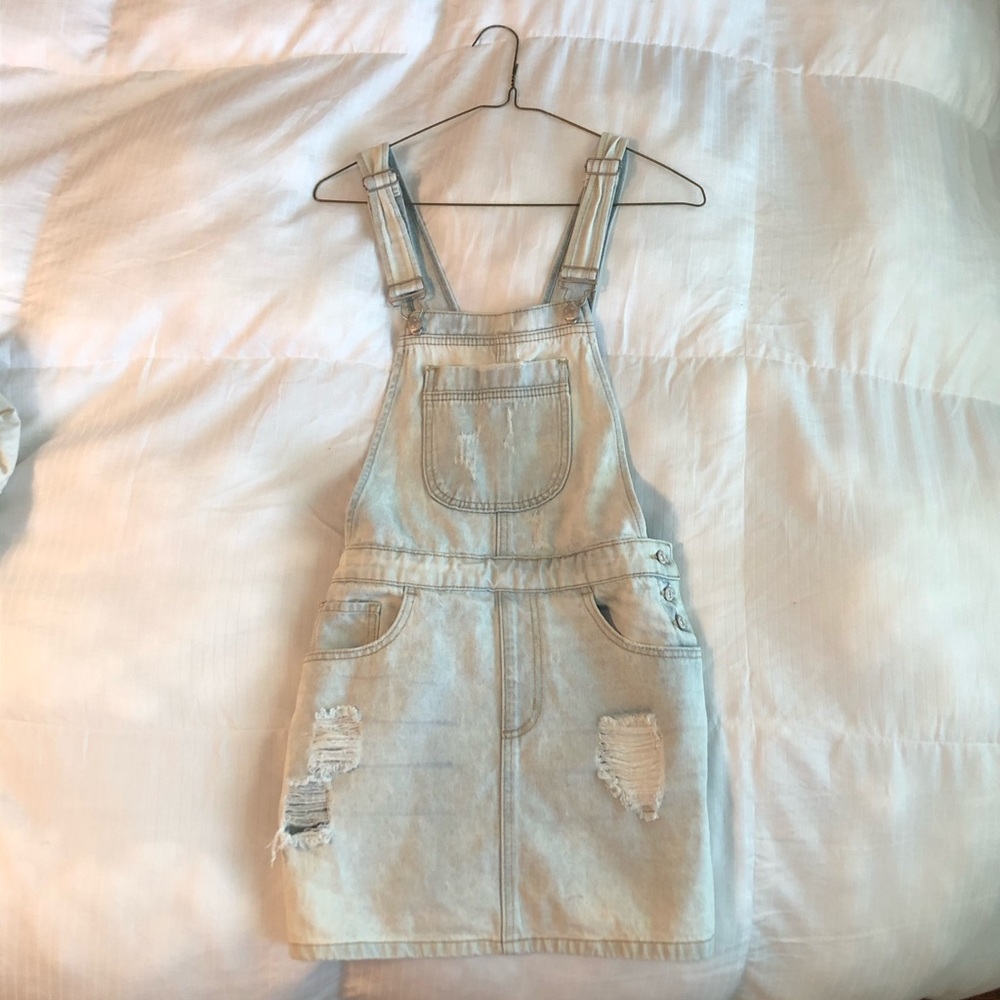 Light wash denim overall dress